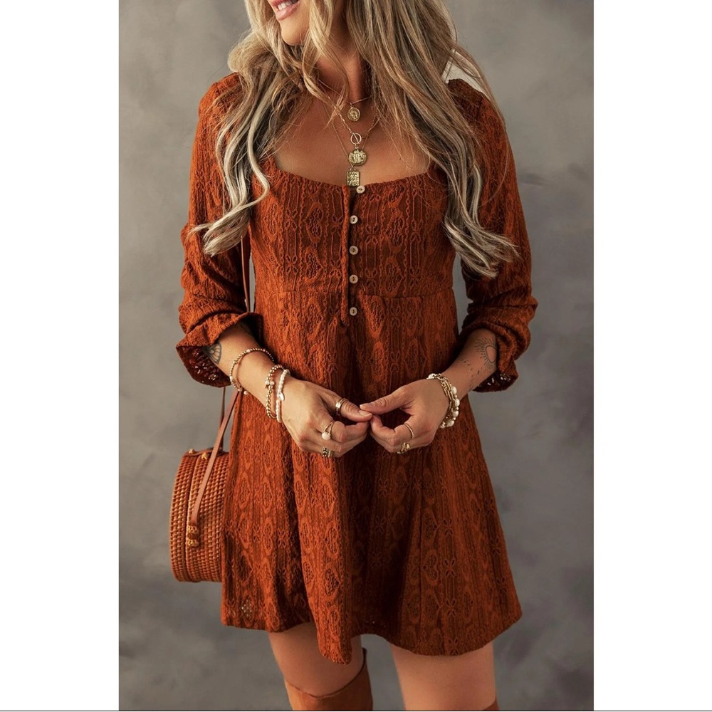 Rust Orange Mini Dress